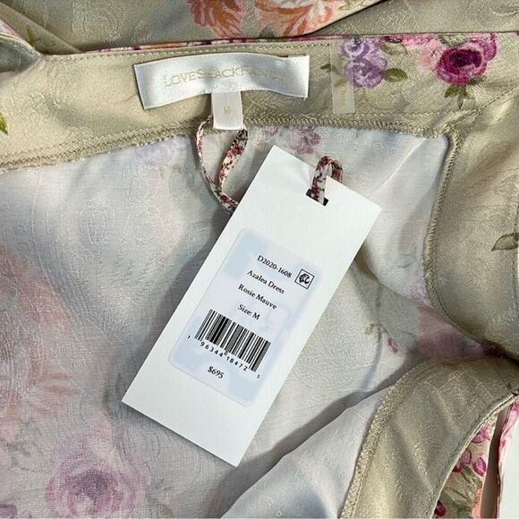 LoveShackFancy Azalea Rosie Mauve Floral Silk Blend Slip Maxi Dress Size M - Picture 10 of 11